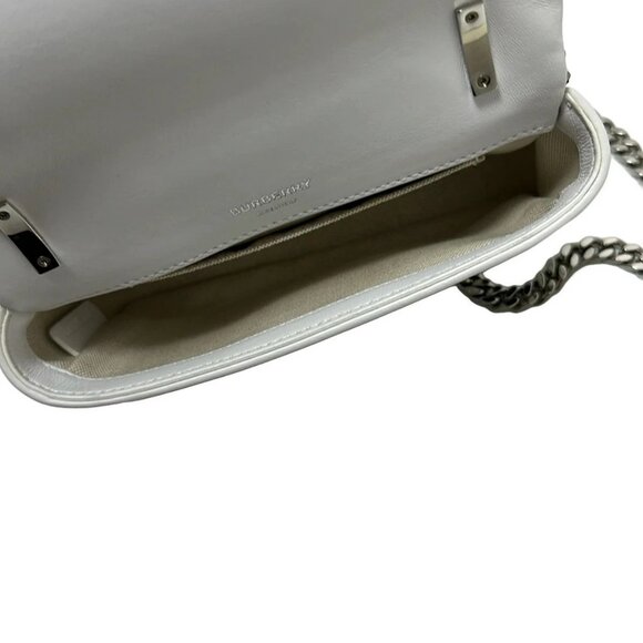 Auth BURBERRY LONDON ENGLAND Roller Bag - White Black Leather Shoulder Bag - Picture 8 of 11